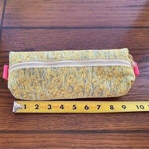 Laurel Denise Daffodil Creature Pen Pouch Yellow Floral Zippered Pencil Case NEW